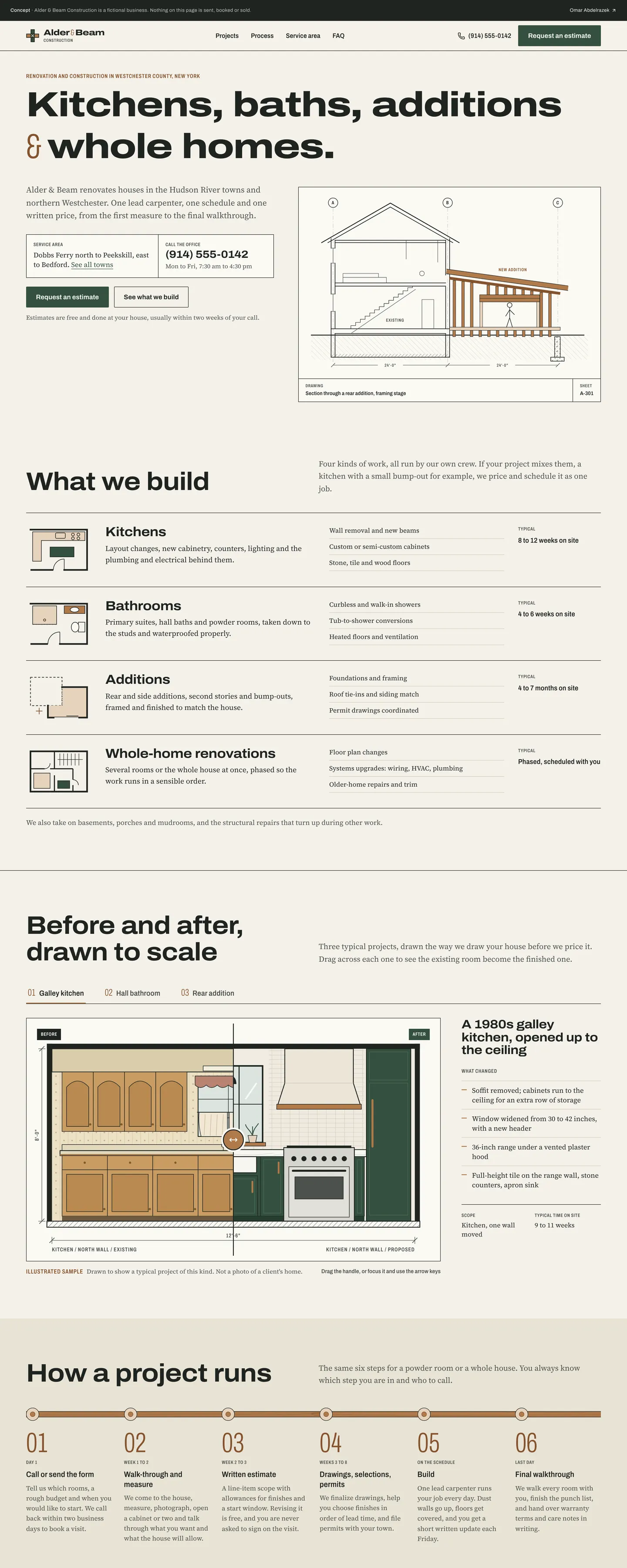 Alder & Beam Construction homepage