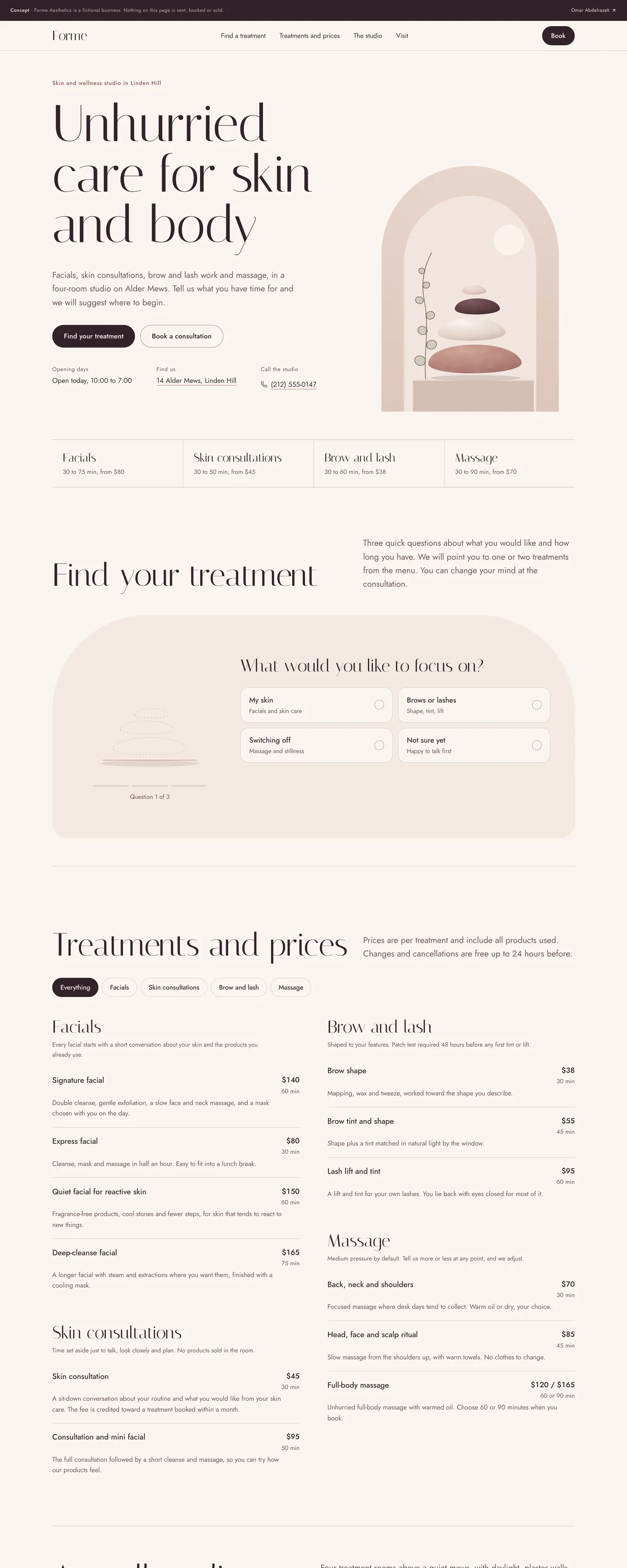 Forme Aesthetics homepage